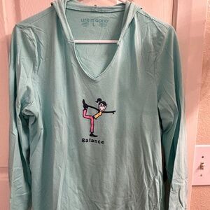 Life Is Good Women’s long sleeve hooded tee shirt size L